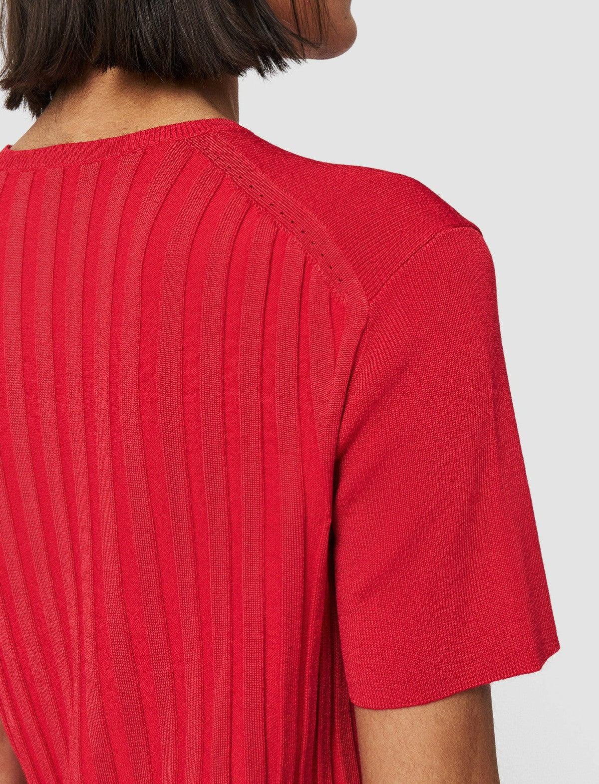 JOSEPH Fashion Women Satiny Rib Knit Top Crimson