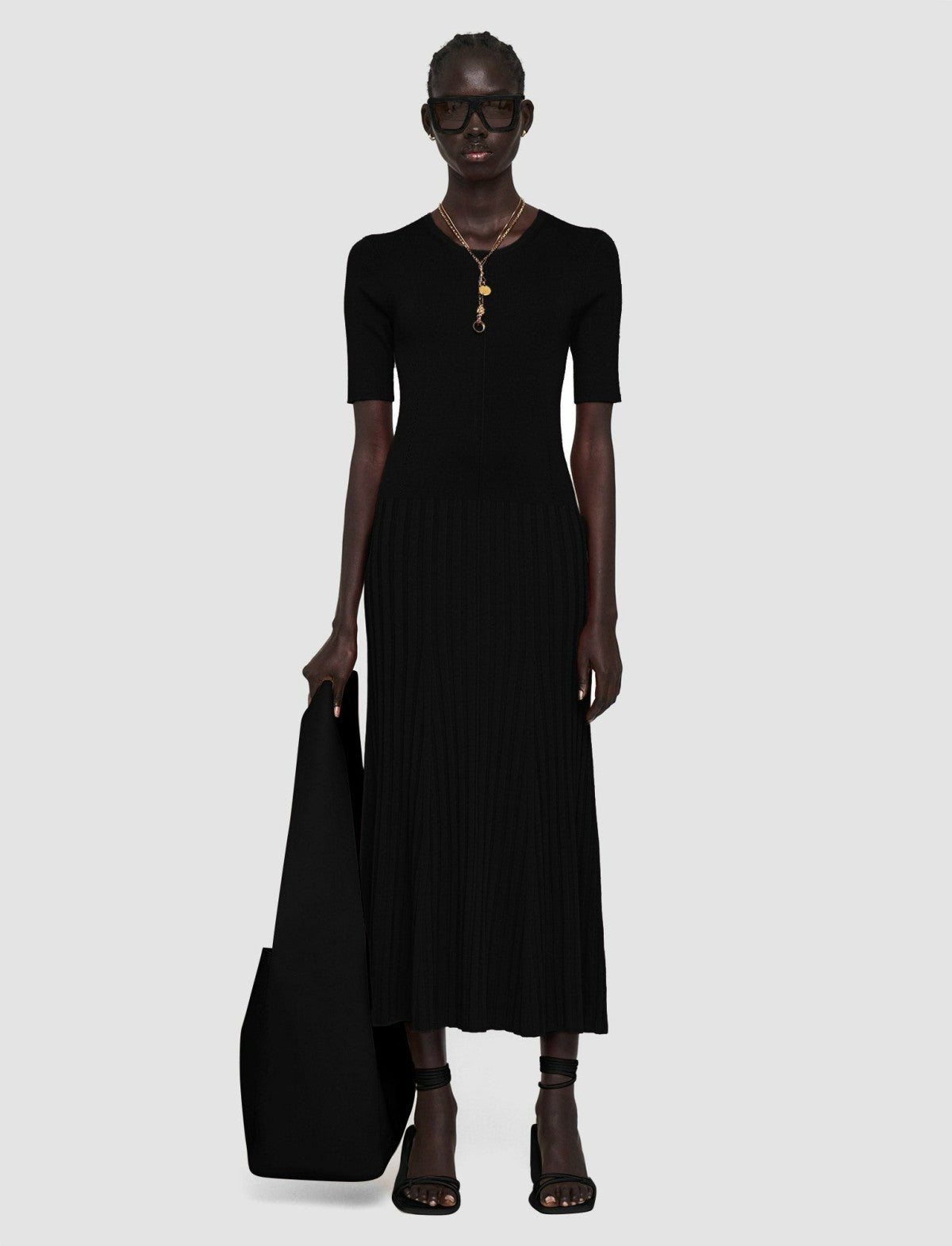 JOSEPH Fashion Women Satiny Rib Knit Dress Black