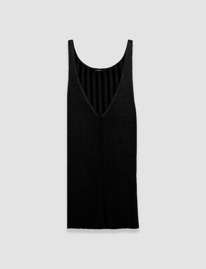 JOSEPH Fashion Women Satiny Rib Knit Tank Top Black