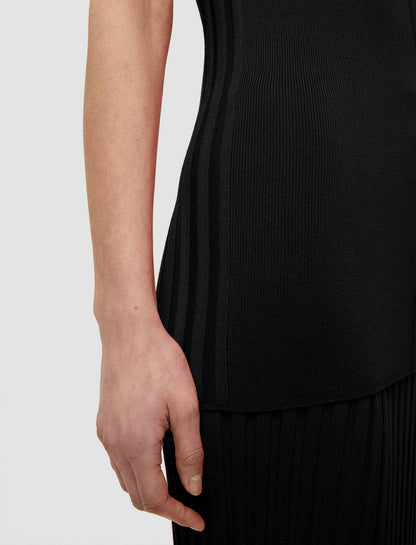 JOSEPH Fashion Women Satiny Rib Knit Tank Top Black