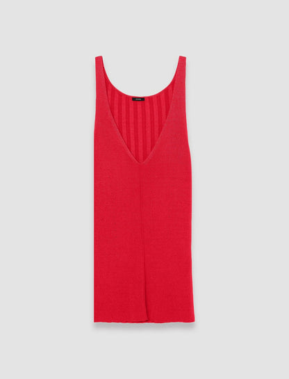 JOSEPH Fashion Women Satiny Rib Knit Tank Top Crimson