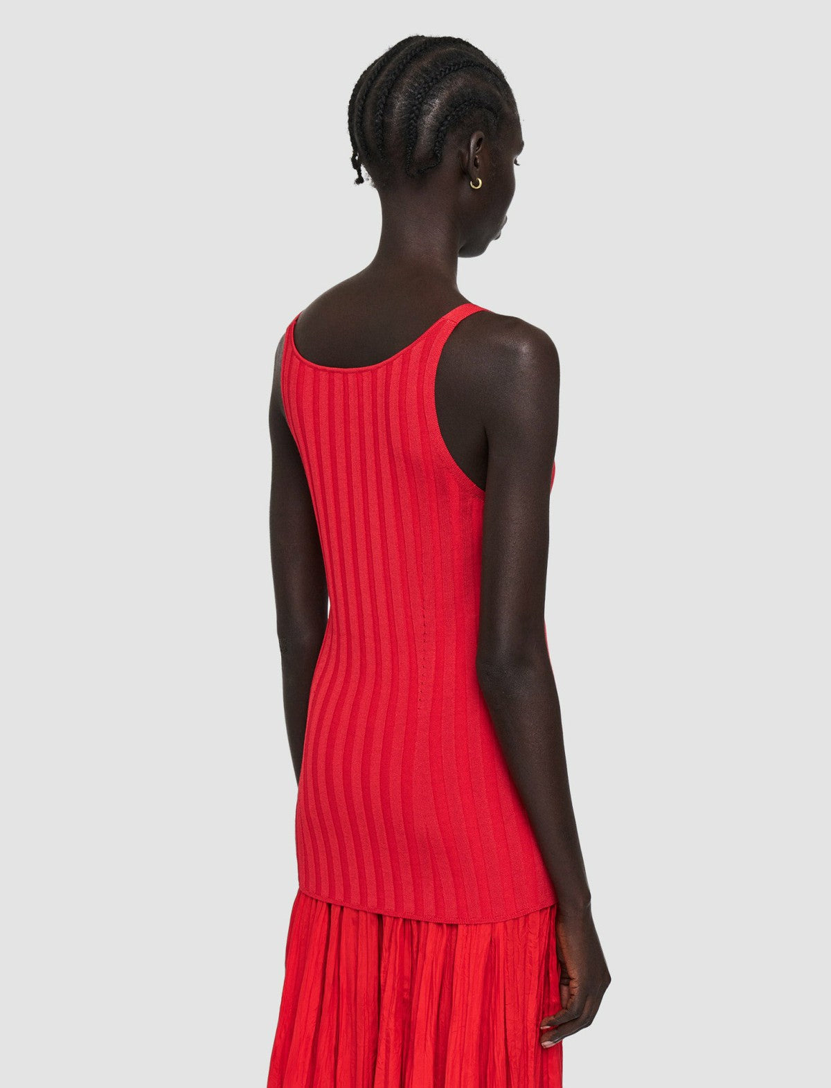 JOSEPH Fashion Women Satiny Rib Knit Tank Top Crimson