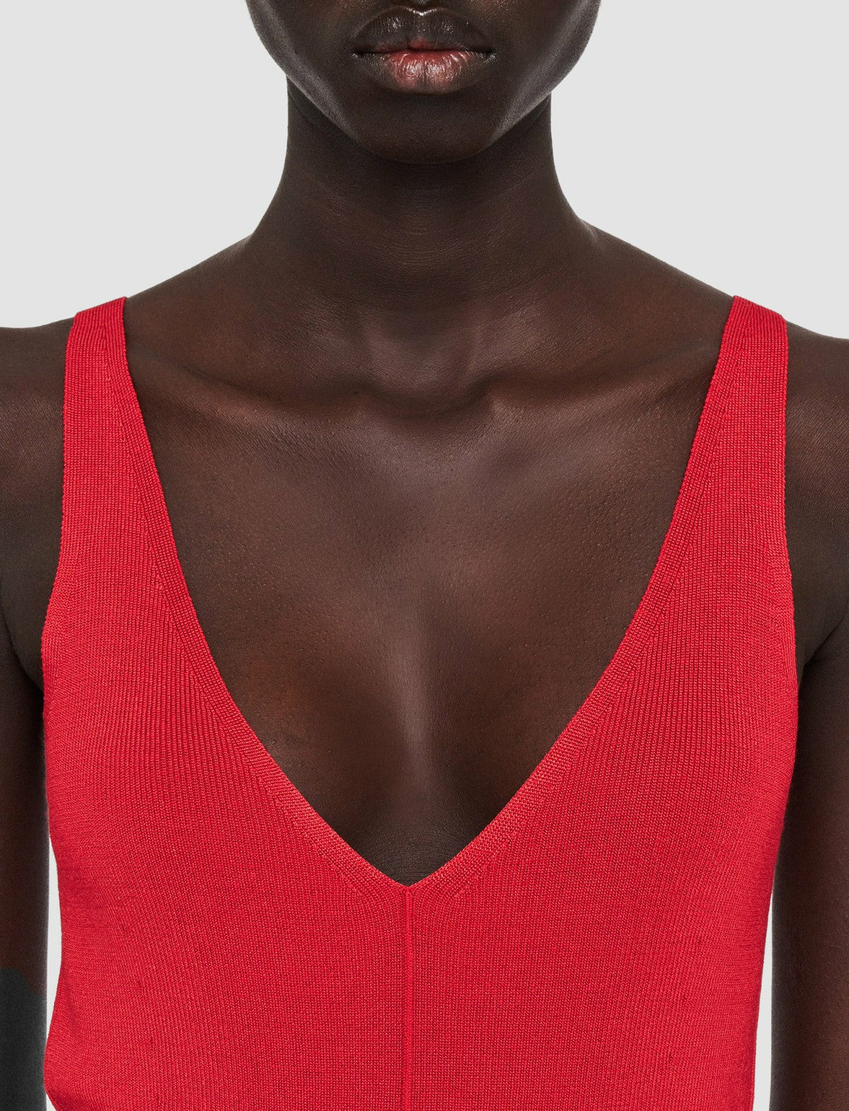 JOSEPH Fashion Women Satiny Rib Knit Tank Top Crimson