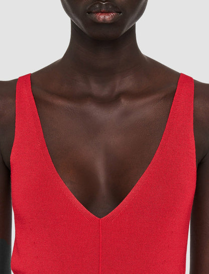 JOSEPH Fashion Women Satiny Rib Knit Tank Top Crimson