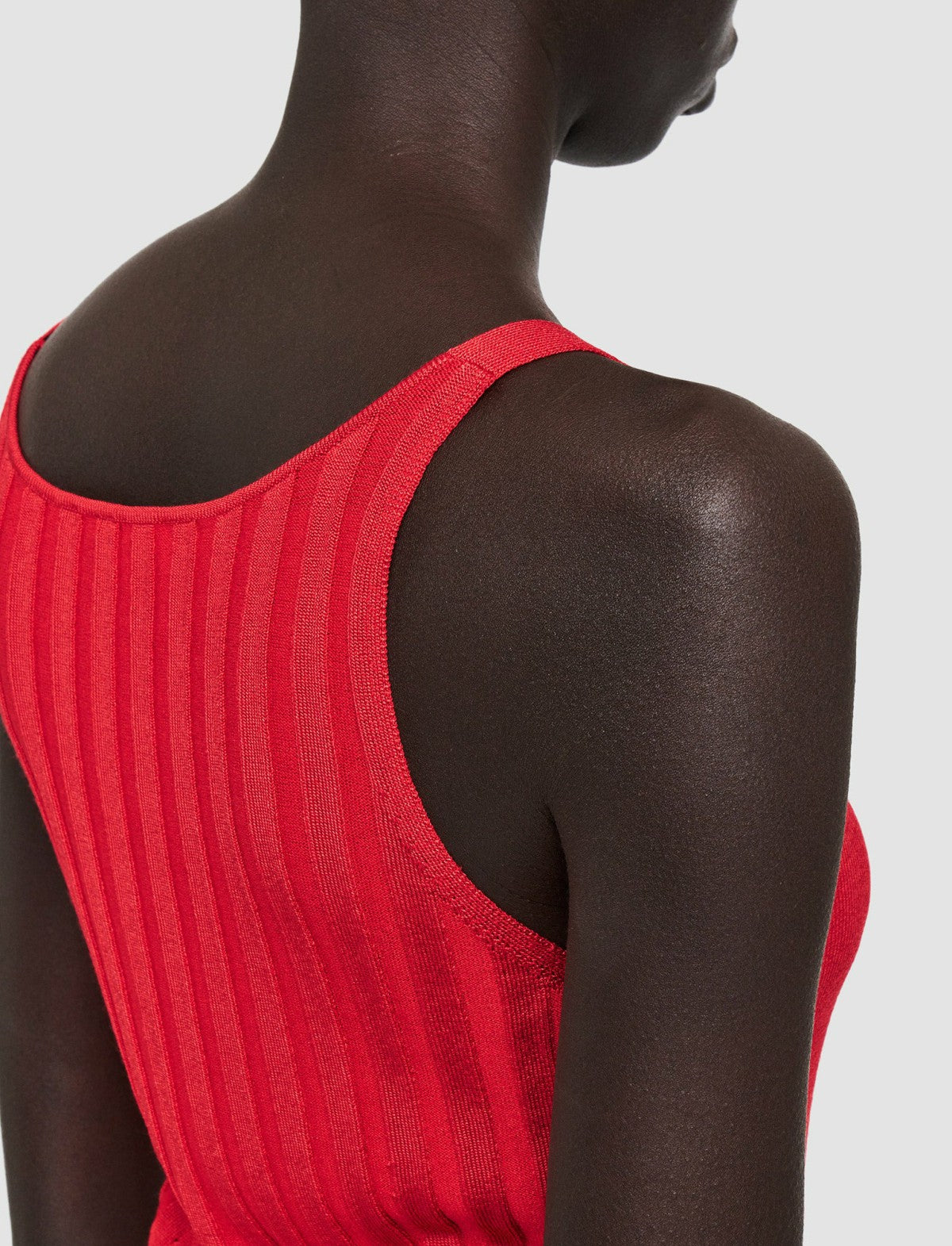 JOSEPH Fashion Women Satiny Rib Knit Tank Top Crimson
