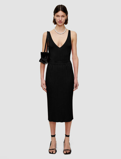JOSEPH Fashion Women Satiny Rib Knit Skirt Black