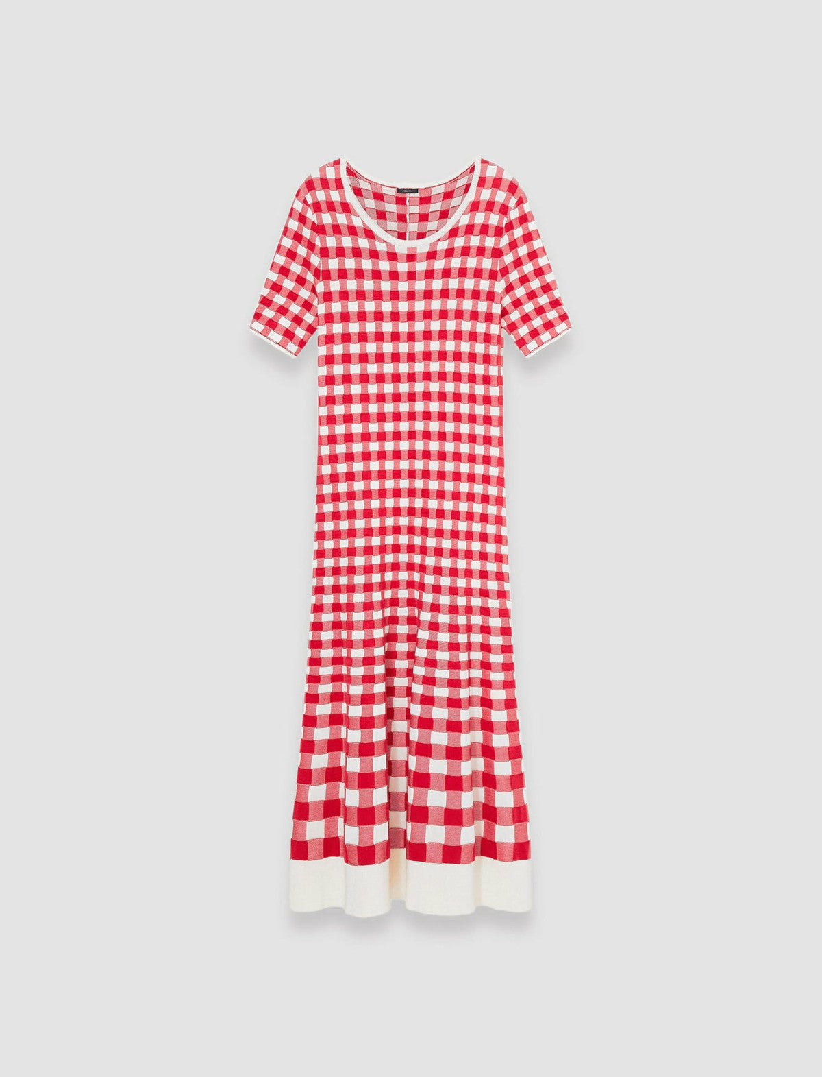 JOSEPH Fashion Women Vichy Jacquard Knitted Dress Crimson Combo