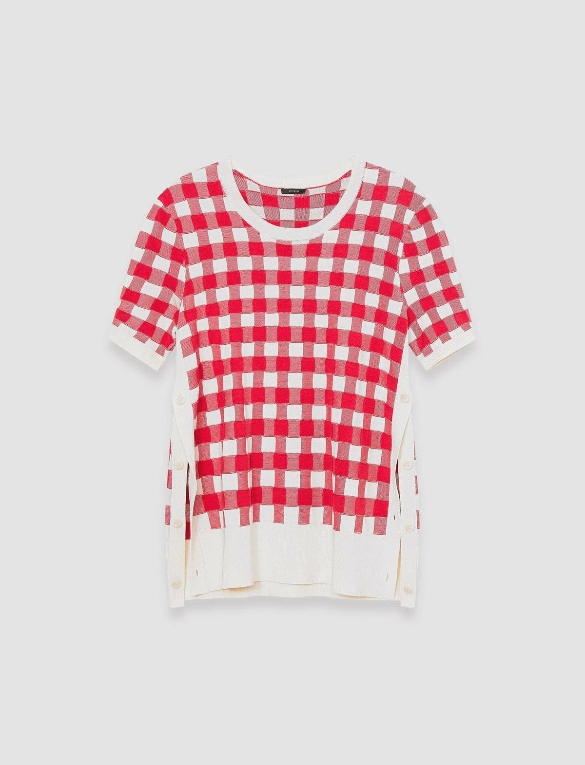 JOSEPH Fashion Women Vichy Jacquard Knitted Top Crimson Combo