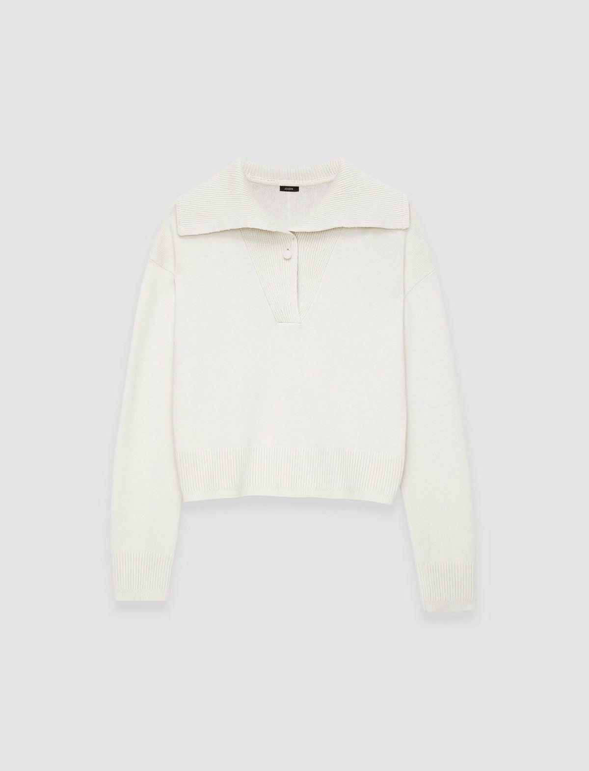 JOSEPH Fashion Women Silk Cashmere Polo Jumper Oyster White