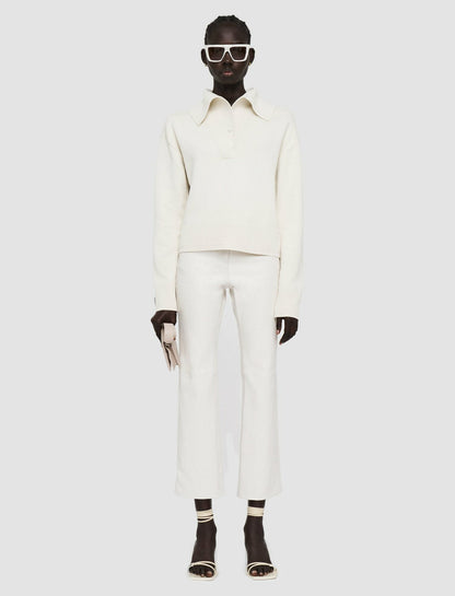 JOSEPH Fashion Women Silk Cashmere Polo Jumper Oyster White