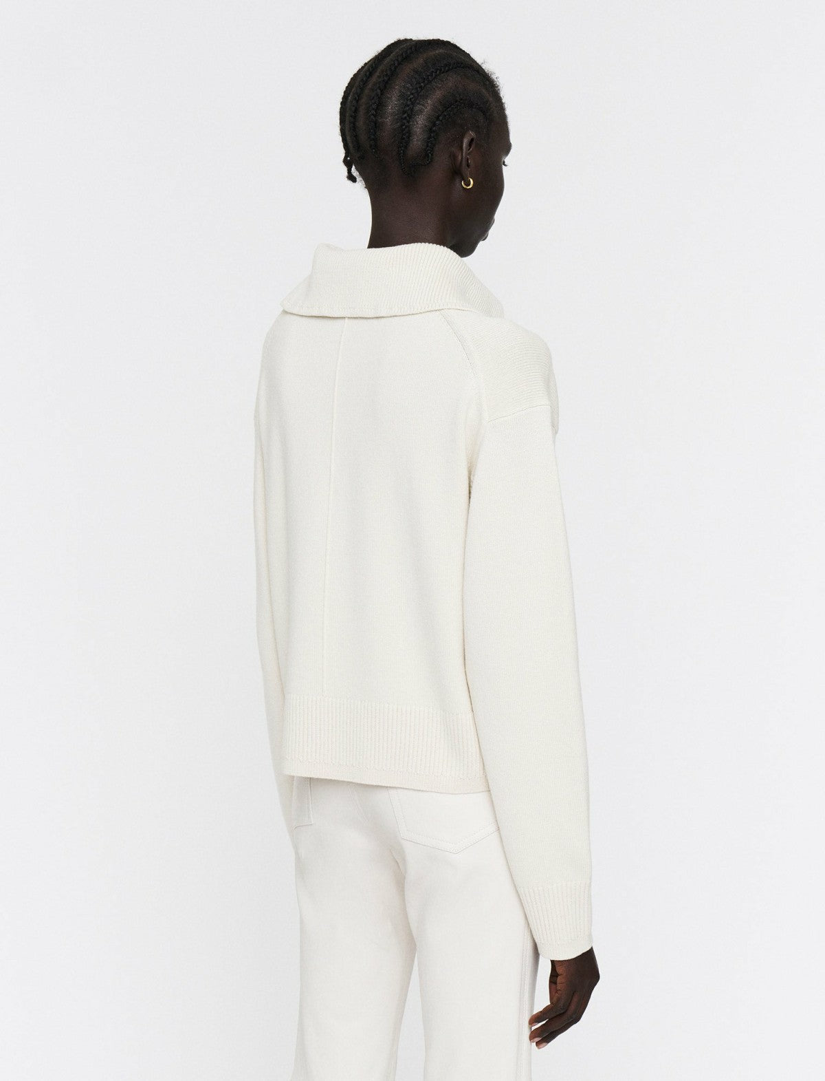 JOSEPH Fashion Women Silk Cashmere Polo Jumper Oyster White