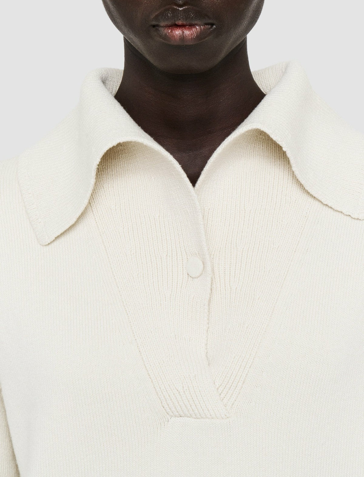 JOSEPH Fashion Women Silk Cashmere Polo Jumper Oyster White