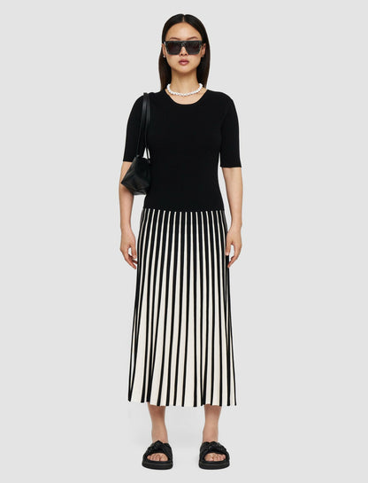 JOSEPH Fashion Women Stripes Dress Oyster White/ Black