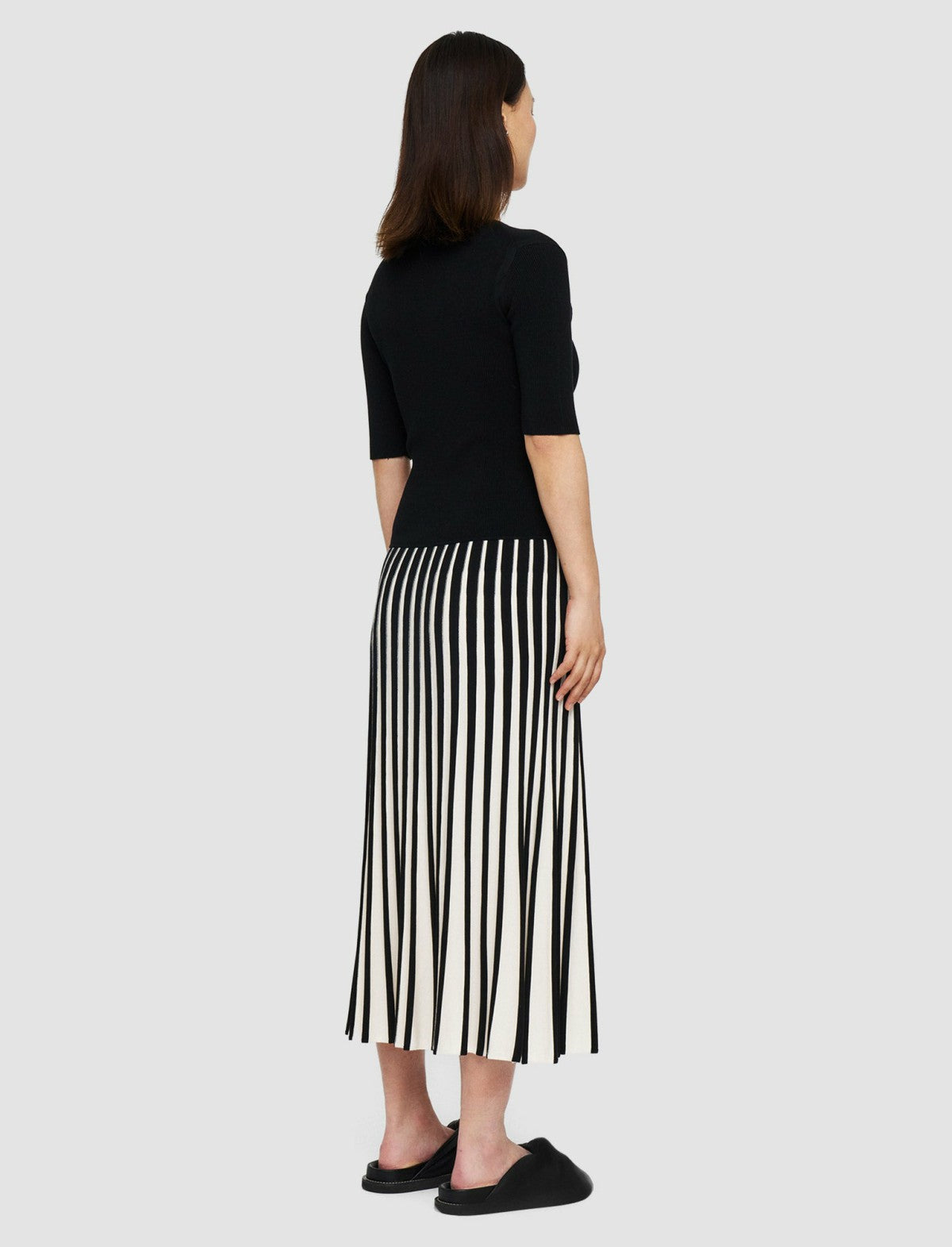 JOSEPH Fashion Women Stripes Dress Oyster White/ Black
