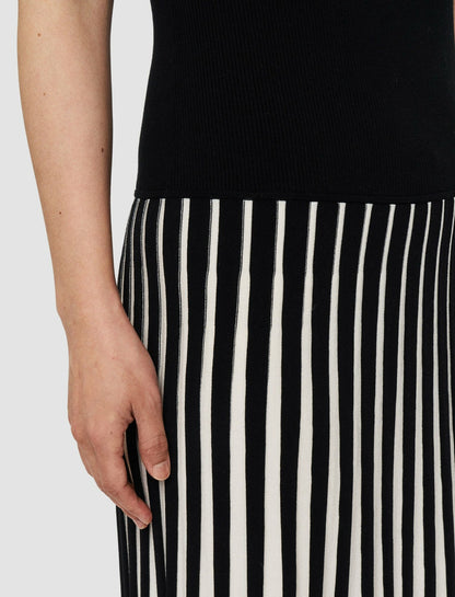 JOSEPH Fashion Women Stripes Dress Oyster White/ Black