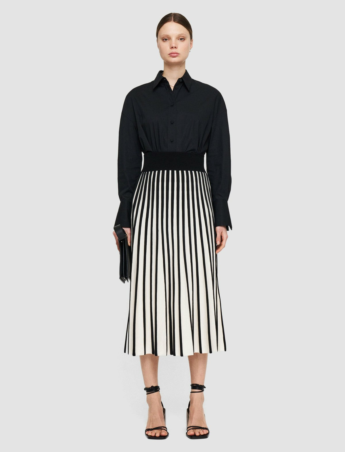 JOSEPH Fashion Women Stripes Skirt Oyster White/ Black