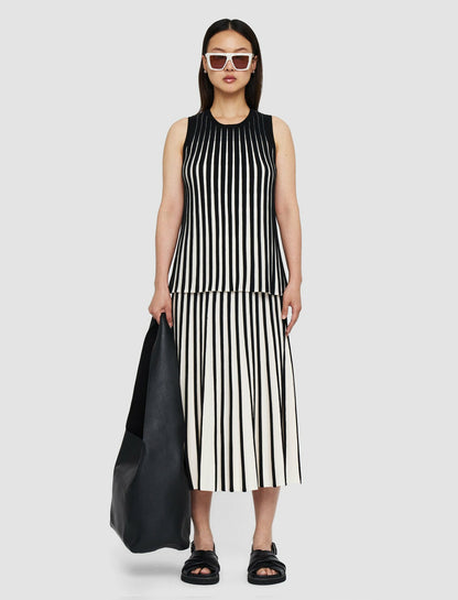 JOSEPH Fashion Women Stripes Tank Top Oyster White/ Black