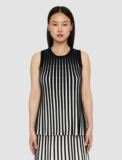 JOSEPH Fashion Women Stripes Tank Top Oyster White/ Black