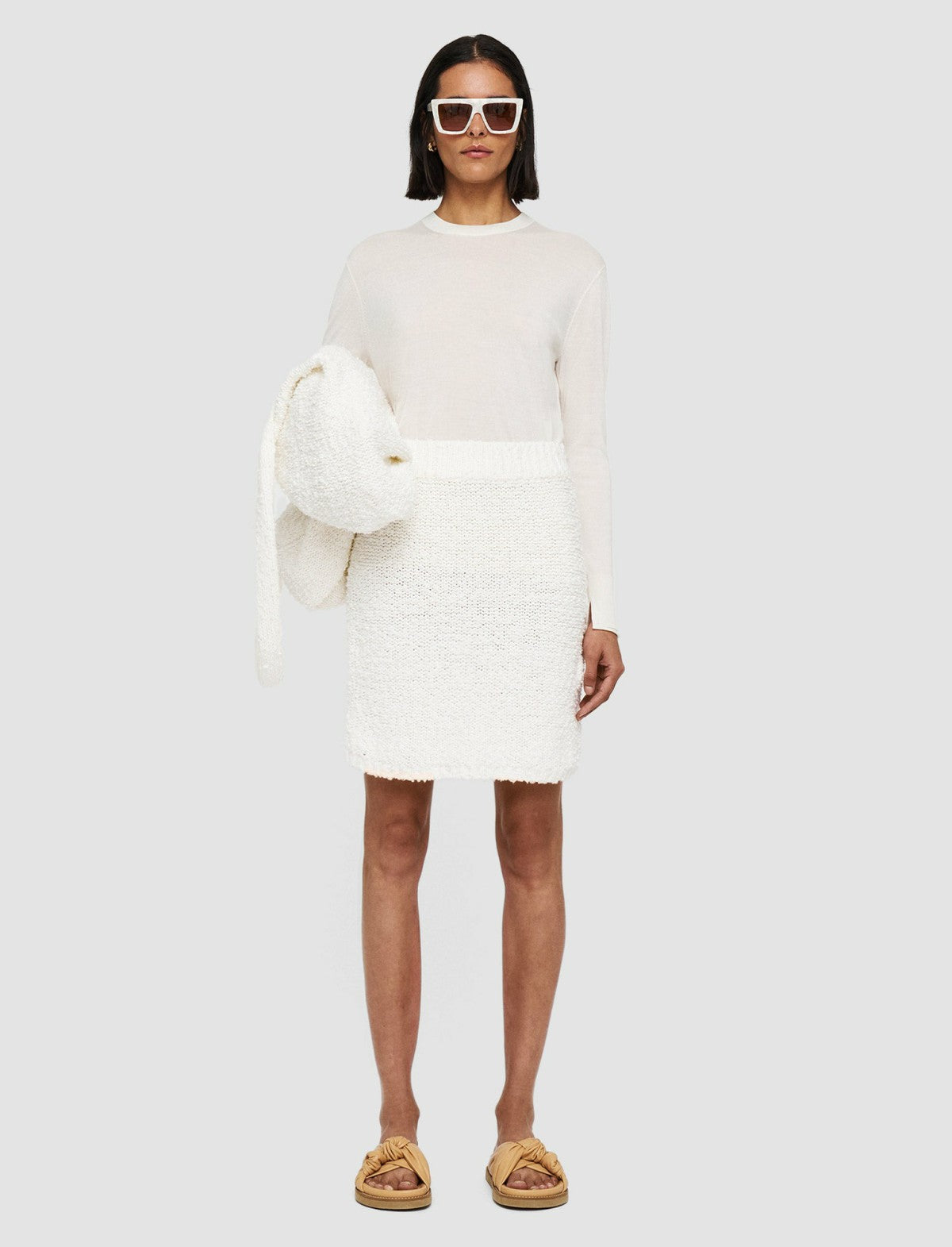 JOSEPH Fashion Women Textured Knit Skirt Ivory