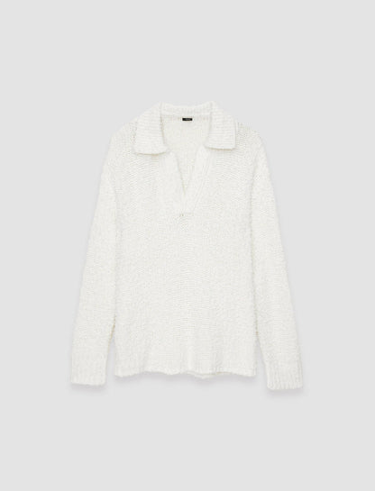 JOSEPH Fashion Women Textured Knit Polo Jumper Ivory