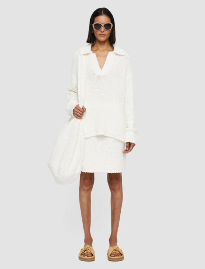 JOSEPH Fashion Women Textured Knit Polo Jumper Ivory