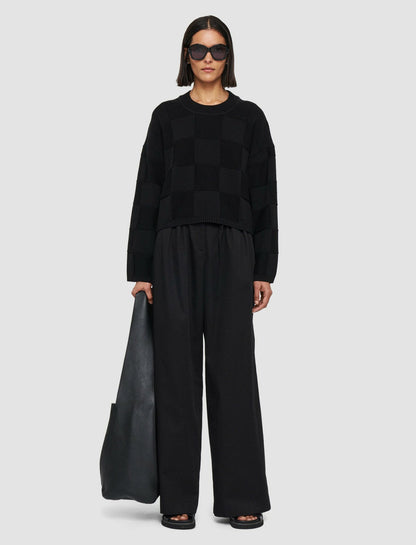 JOSEPH Fashion Women Textured Vichy Crew Neck Jumper Black