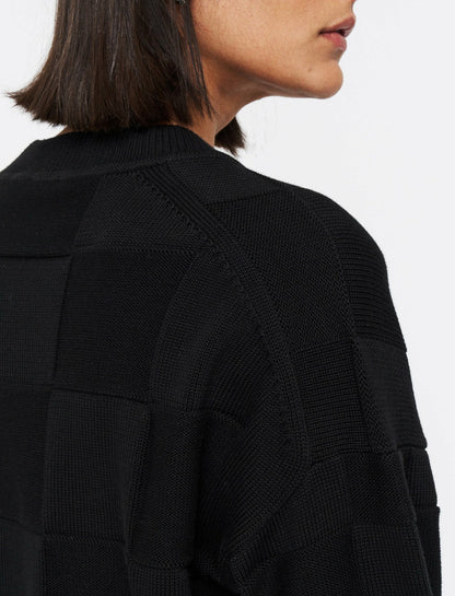 JOSEPH Fashion Women Textured Vichy Crew Neck Jumper Black