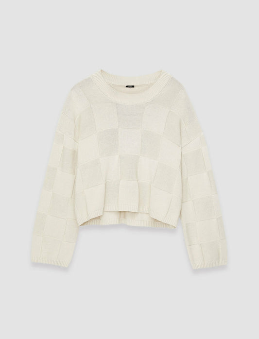 JOSEPH Fashion Women Textured Vichy Crew Neck Jumper Papyrus