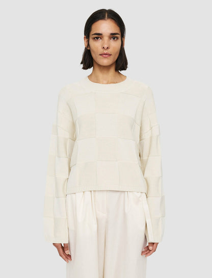 JOSEPH Fashion Women Textured Vichy Crew Neck Jumper Papyrus
