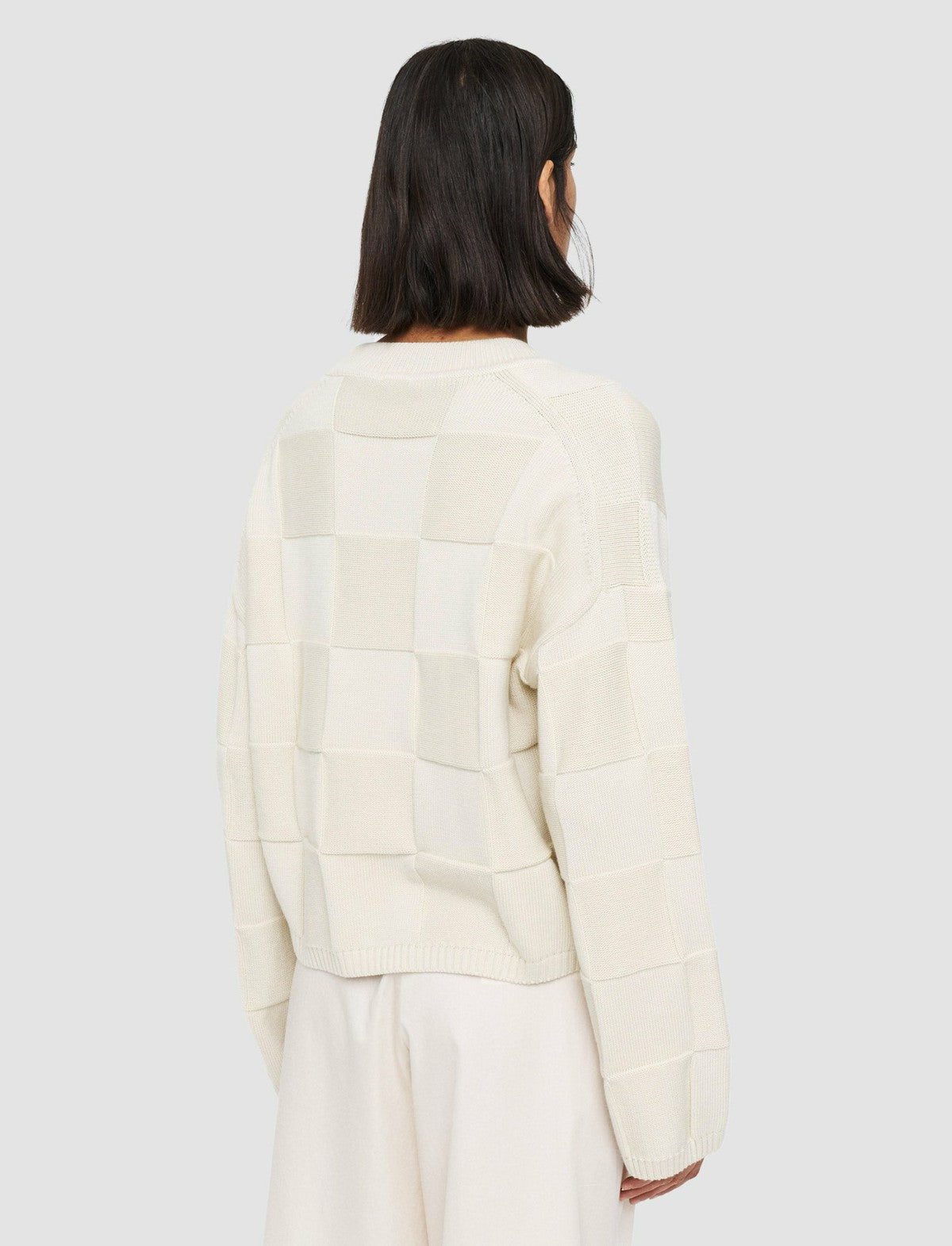 JOSEPH Fashion Women Textured Vichy Crew Neck Jumper Papyrus