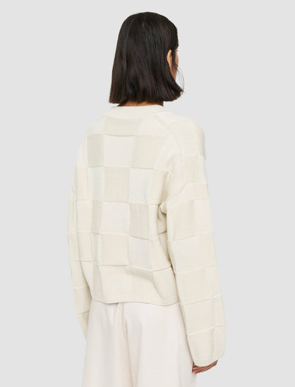 JOSEPH Fashion Women Textured Vichy Crew Neck Jumper Papyrus