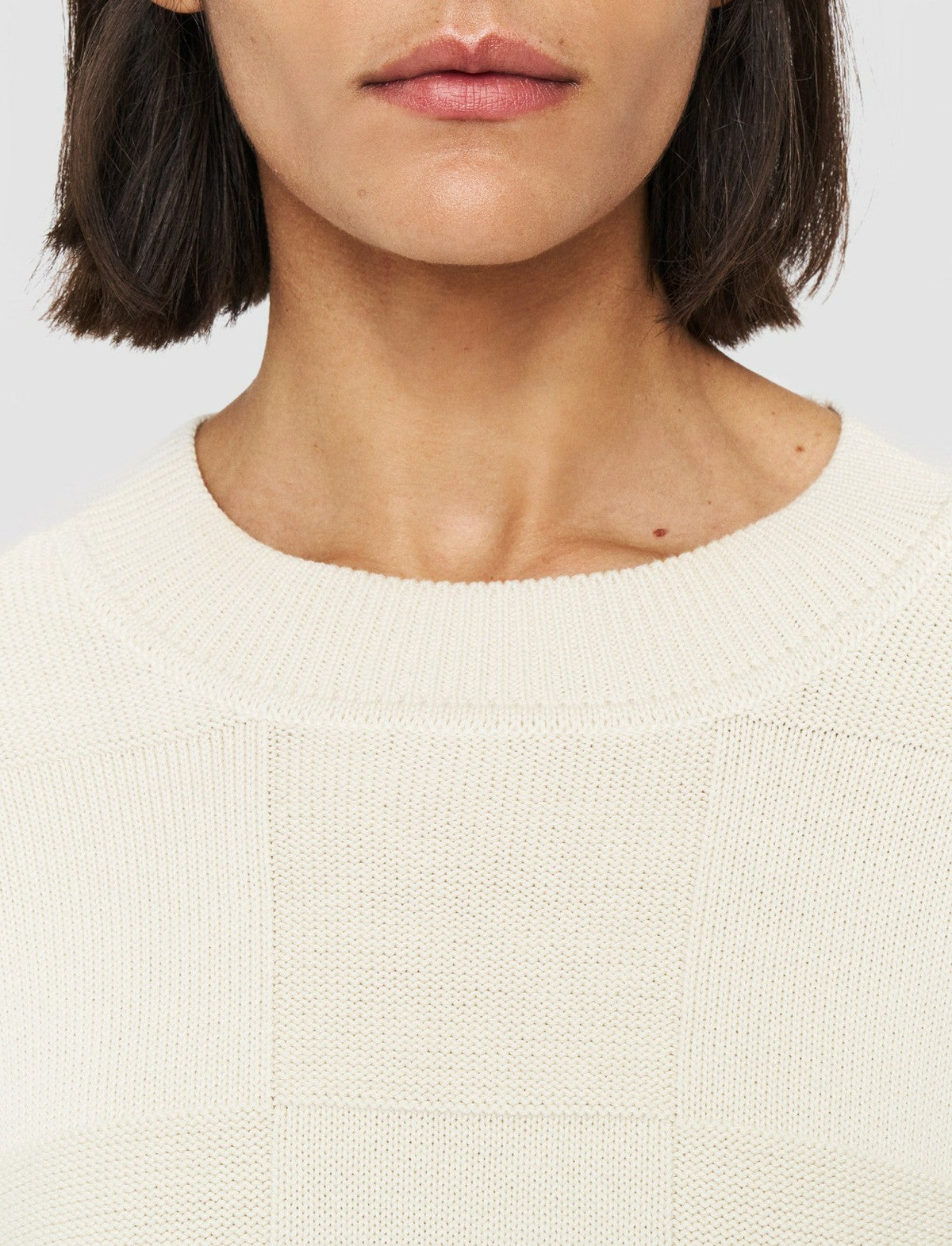 JOSEPH Fashion Women Textured Vichy Crew Neck Jumper Papyrus