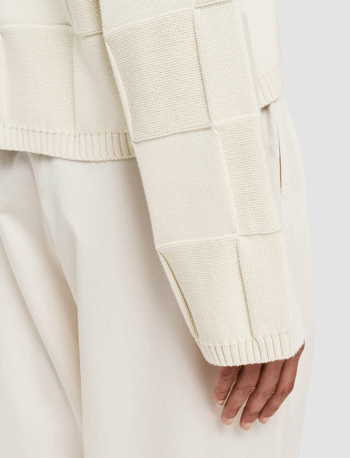 JOSEPH Fashion Women Textured Vichy Crew Neck Jumper Papyrus