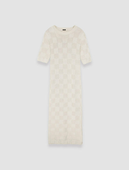 JOSEPH Fashion Women Textured Vichy Knitted Dress Papyrus