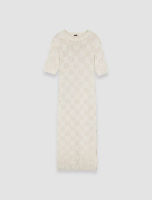 JOSEPH Fashion Women Textured Vichy Knitted Dress Papyrus