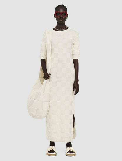 JOSEPH Fashion Women Textured Vichy Knitted Dress Papyrus