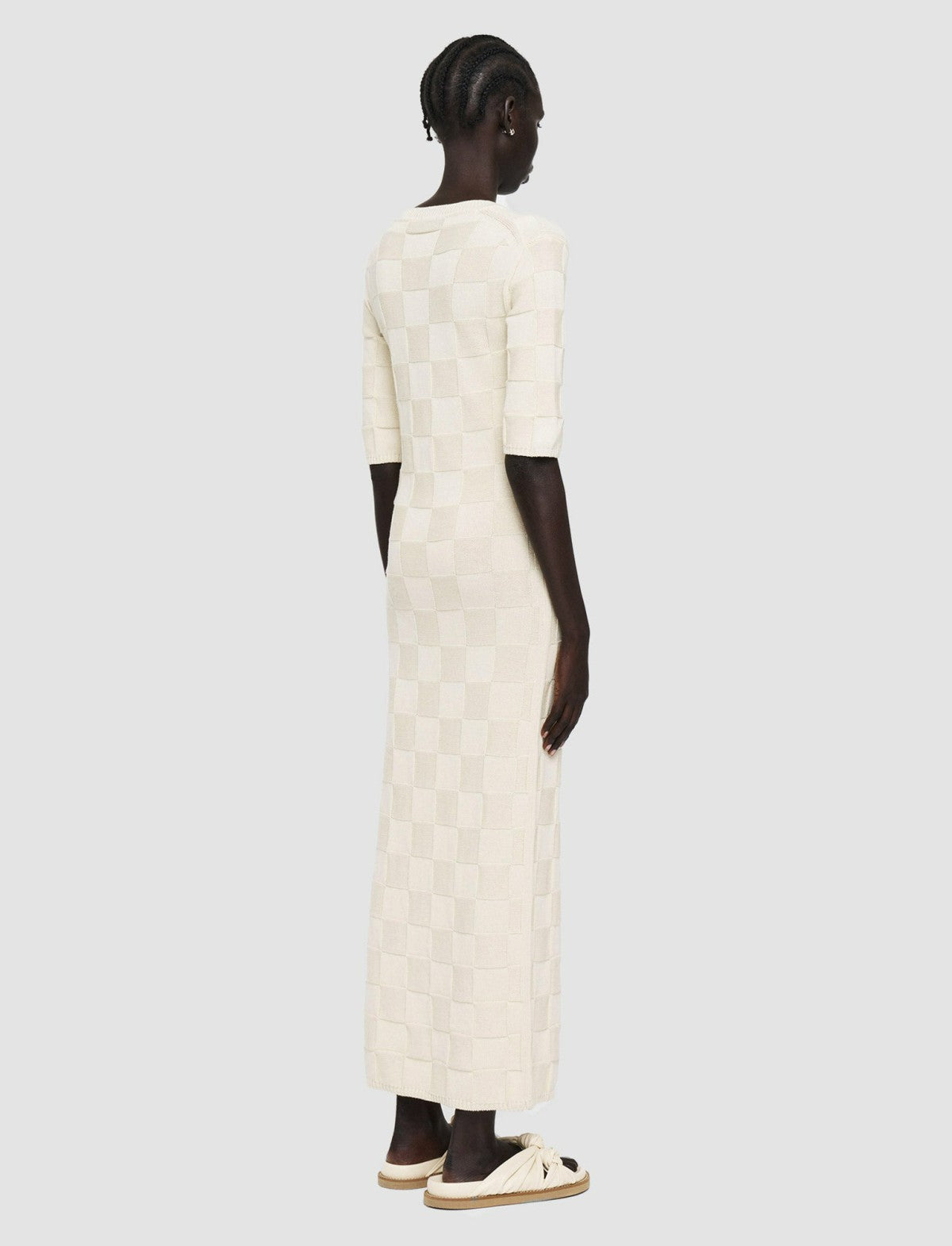 JOSEPH Fashion Women Textured Vichy Knitted Dress Papyrus