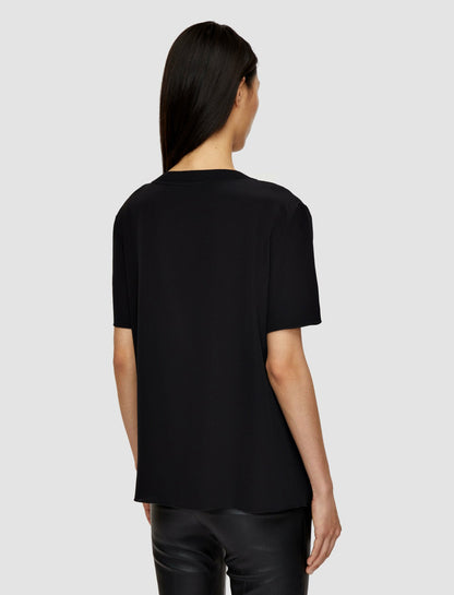 JOSEPH Fashion Women Rubin Crepe de Soie Silk Blouse Black