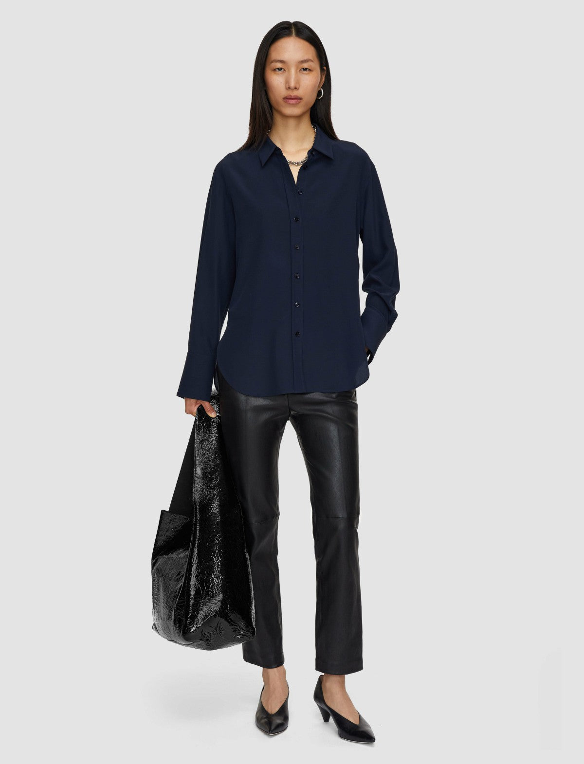 JOSEPH Fashion Women Joe Silk Crepe de Chine Blouse Navy