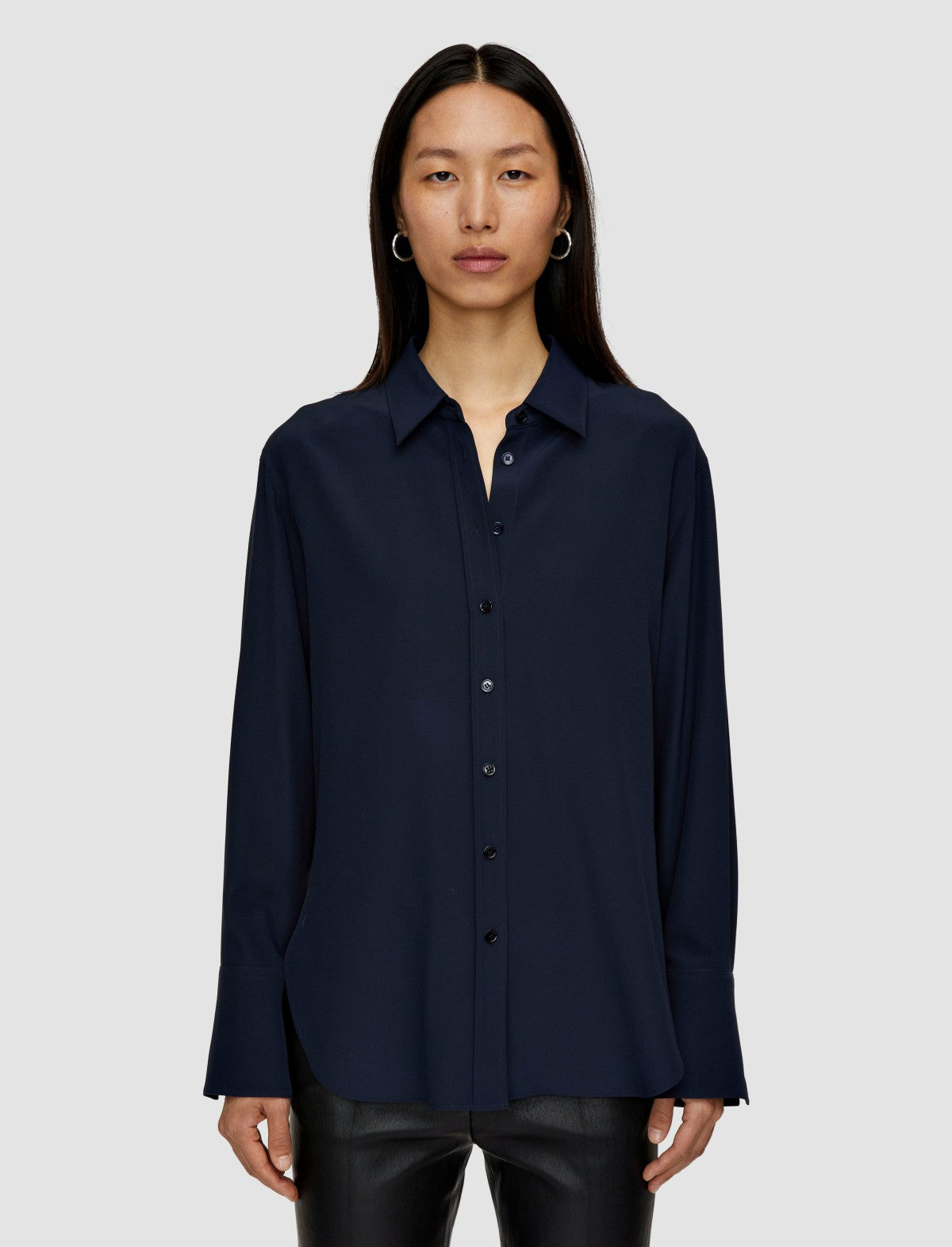 JOSEPH Fashion Women Joe Silk Crepe de Chine Blouse Navy