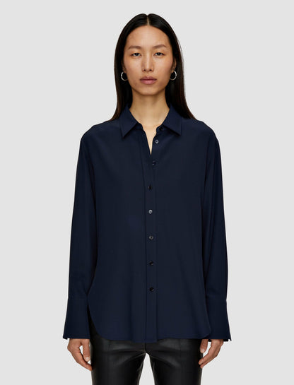 JOSEPH Fashion Women Joe Silk Crepe de Chine Blouse Navy