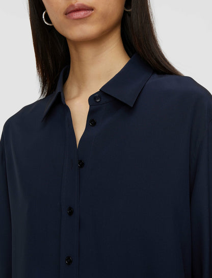 JOSEPH Fashion Women Joe Silk Crepe de Chine Blouse Navy