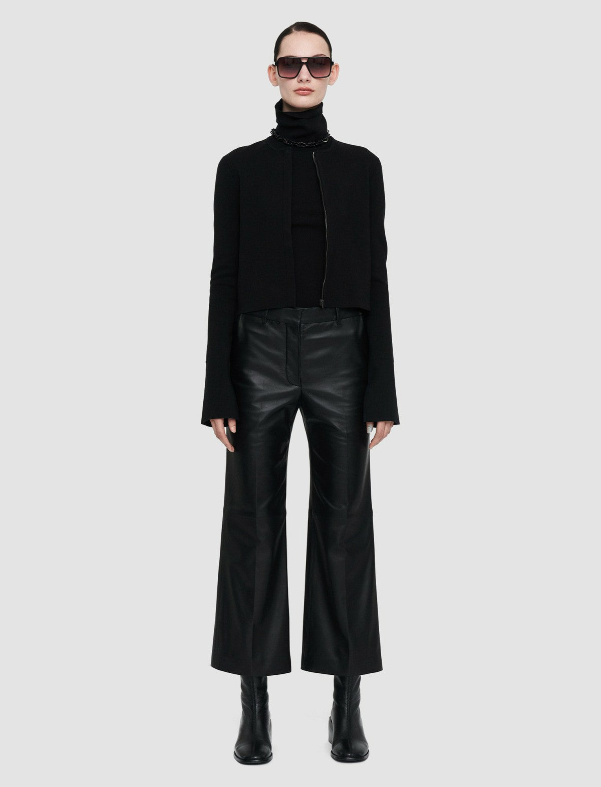 JOSEPH Fashion Women Nappa Leather Talia Trousers Black