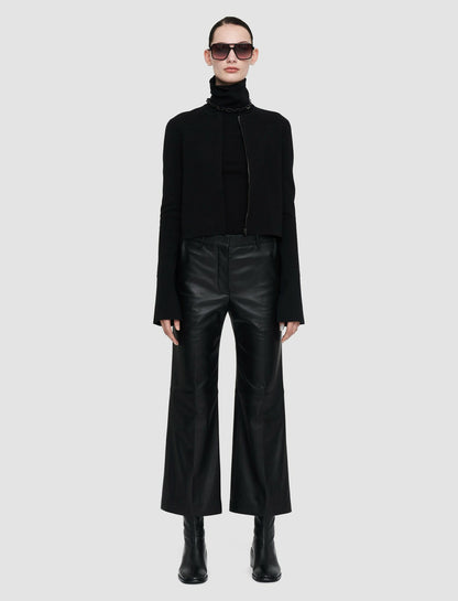 JOSEPH Fashion Women Nappa Leather Talia Trousers Black