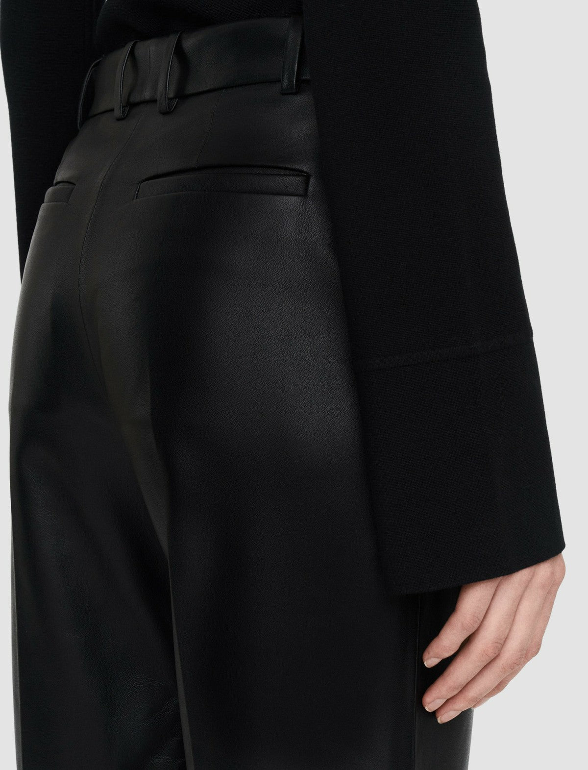 JOSEPH Fashion Women Nappa Leather Talia Trousers Black
