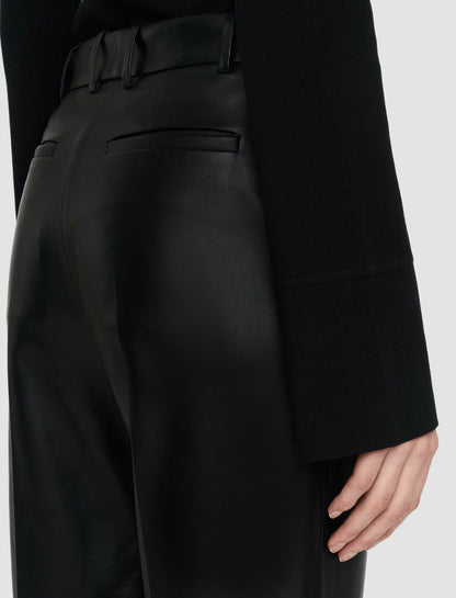 JOSEPH Fashion Women Nappa Leather Talia Trousers Black