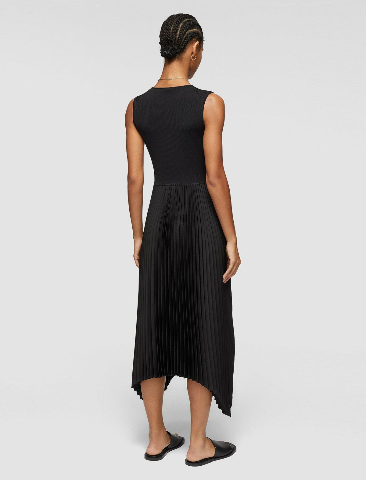 JOSEPH Fashion Women Knit Weave Plissé Dera Dress Black
