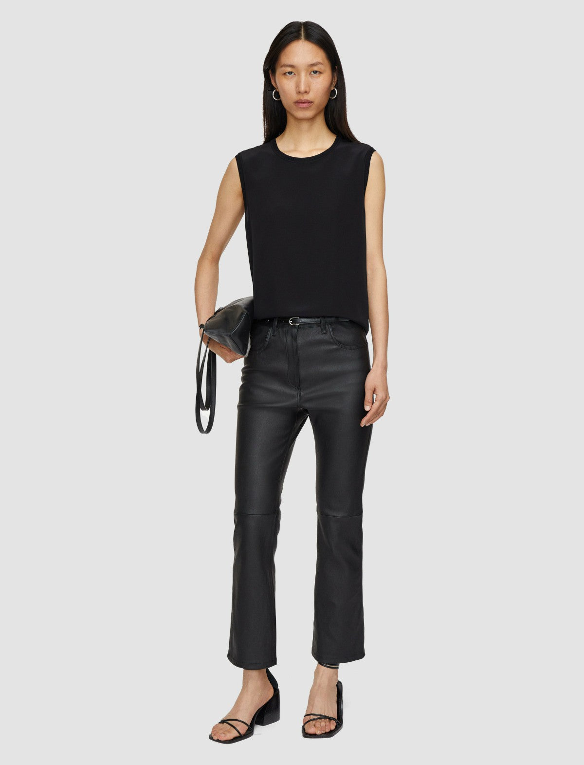 JOSEPH Fashion Women Duke Leather Stretch Trousers Black