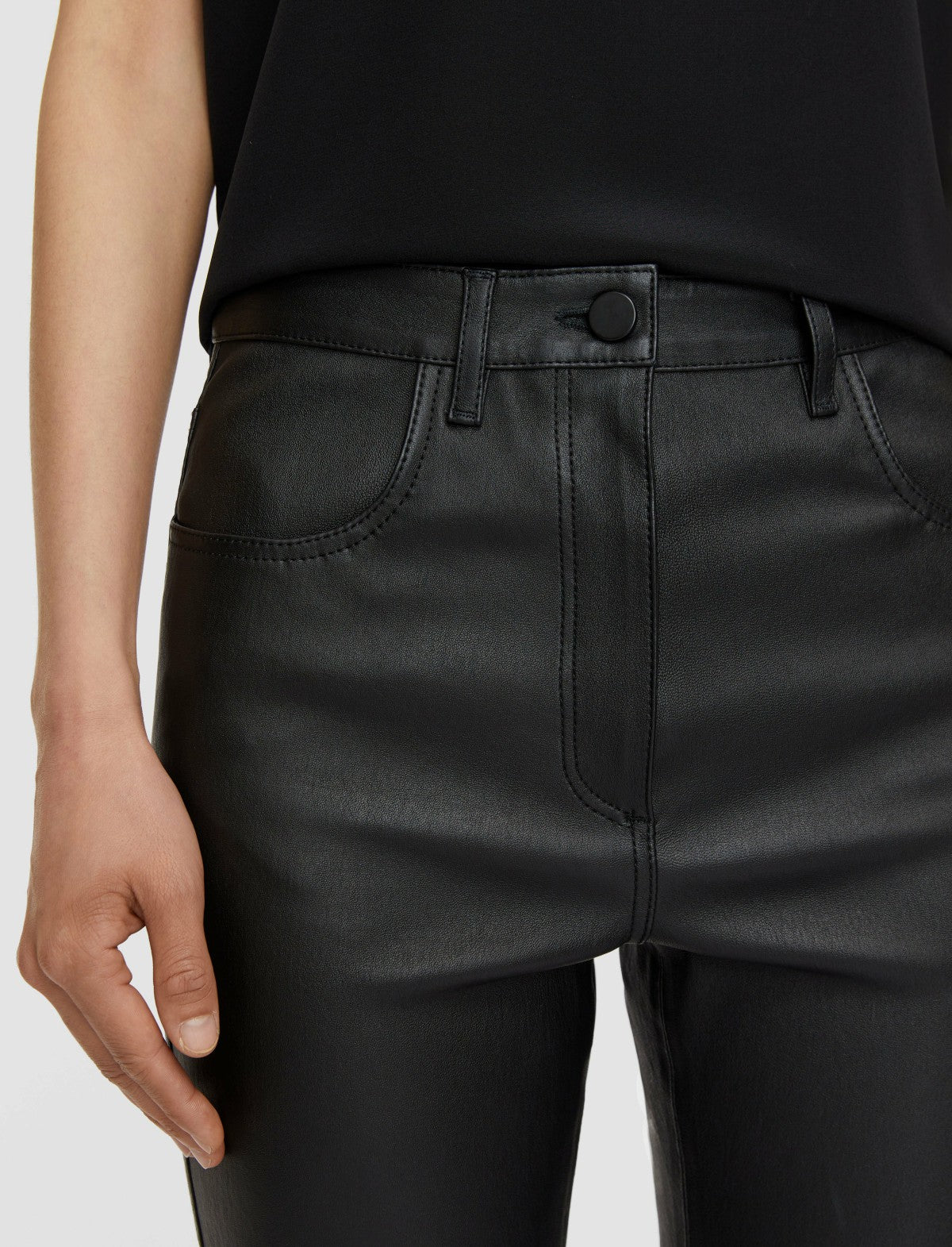 JOSEPH Fashion Women Duke Leather Stretch Trousers Black