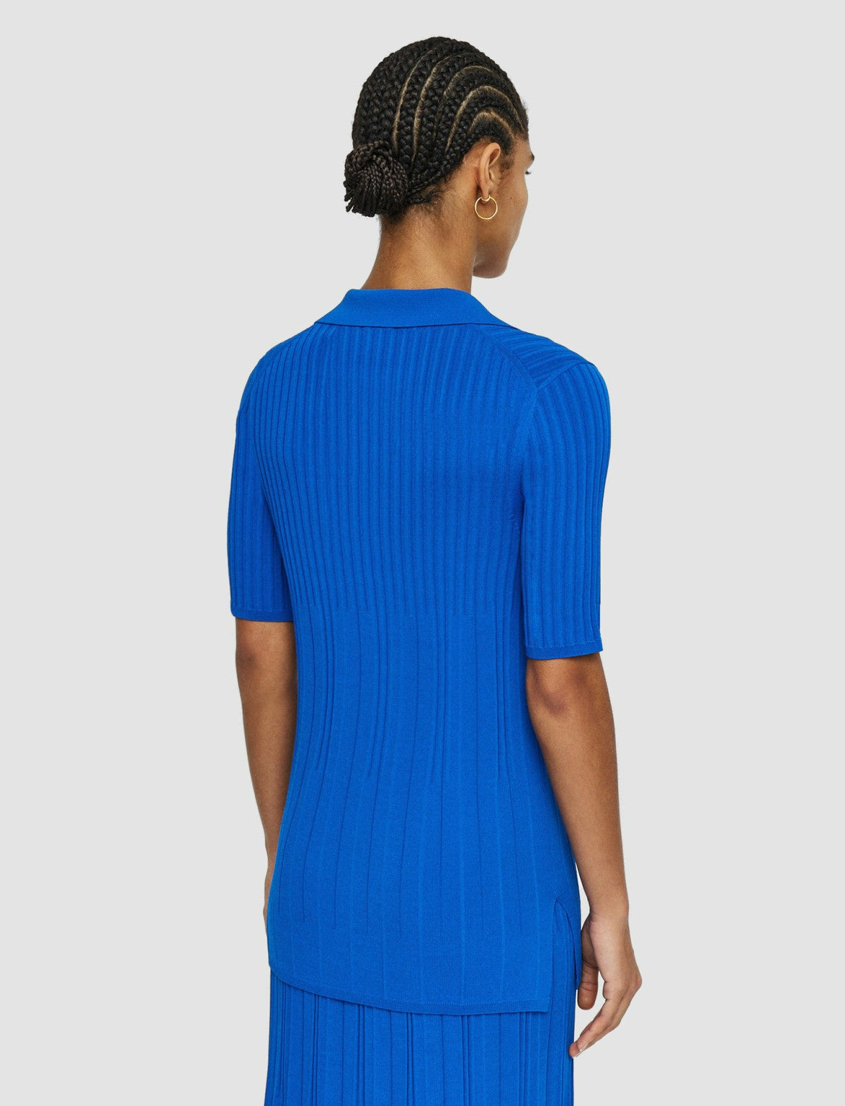 JOSEPH Fashion Women Viscose Rib Knit Polo Top Ultramarine